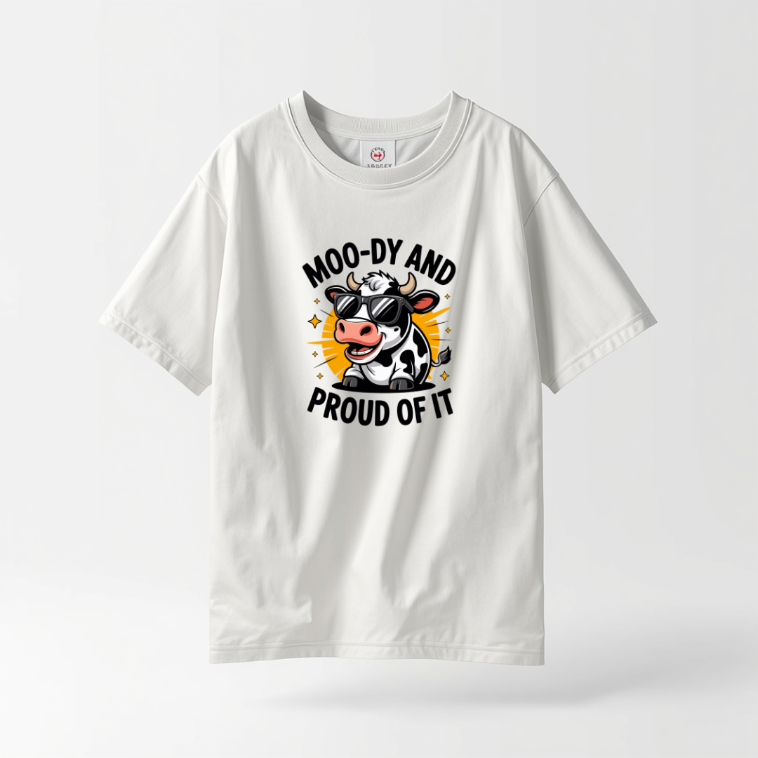Moody Graphic Print White Color Unisex Oversized T-Shirt