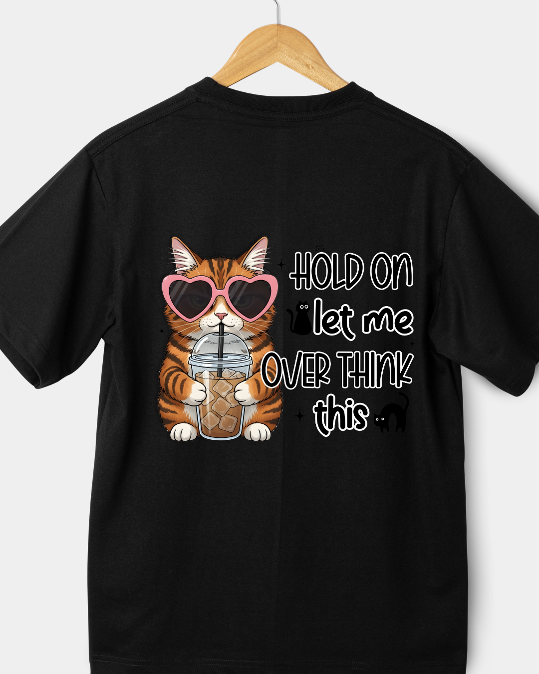 Overthinker Cat Black Color Unisex Oversized T-Shirt
