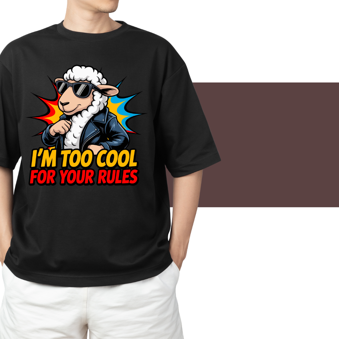 Too Cool For Your Rules Black Color Unisex Oversized T-Shirt
