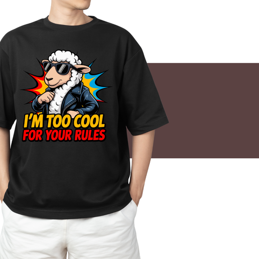 Too Cool For Your Rules Black Color Unisex Oversized T-Shirt