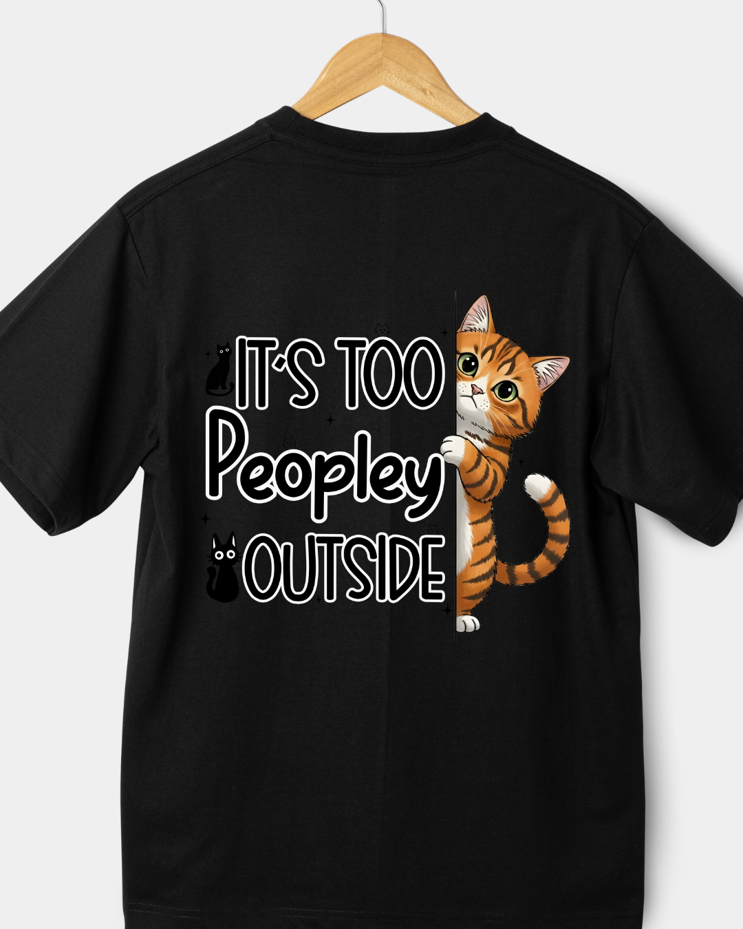 Shy Cat Black Color Unisex Oversized T-Shirt