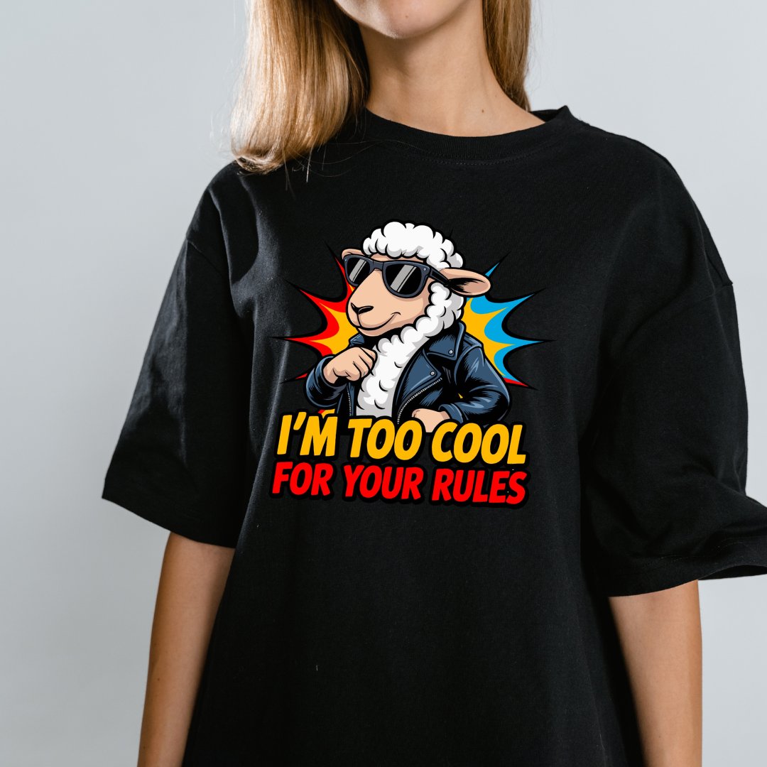 Too Cool For Your Rules Black Color Unisex Oversized T-Shirt