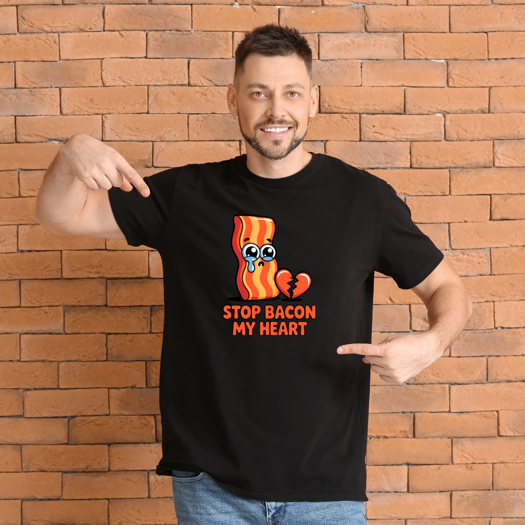 Bacon the Heart Black Color Unisex Oversized Classic T-Shirt