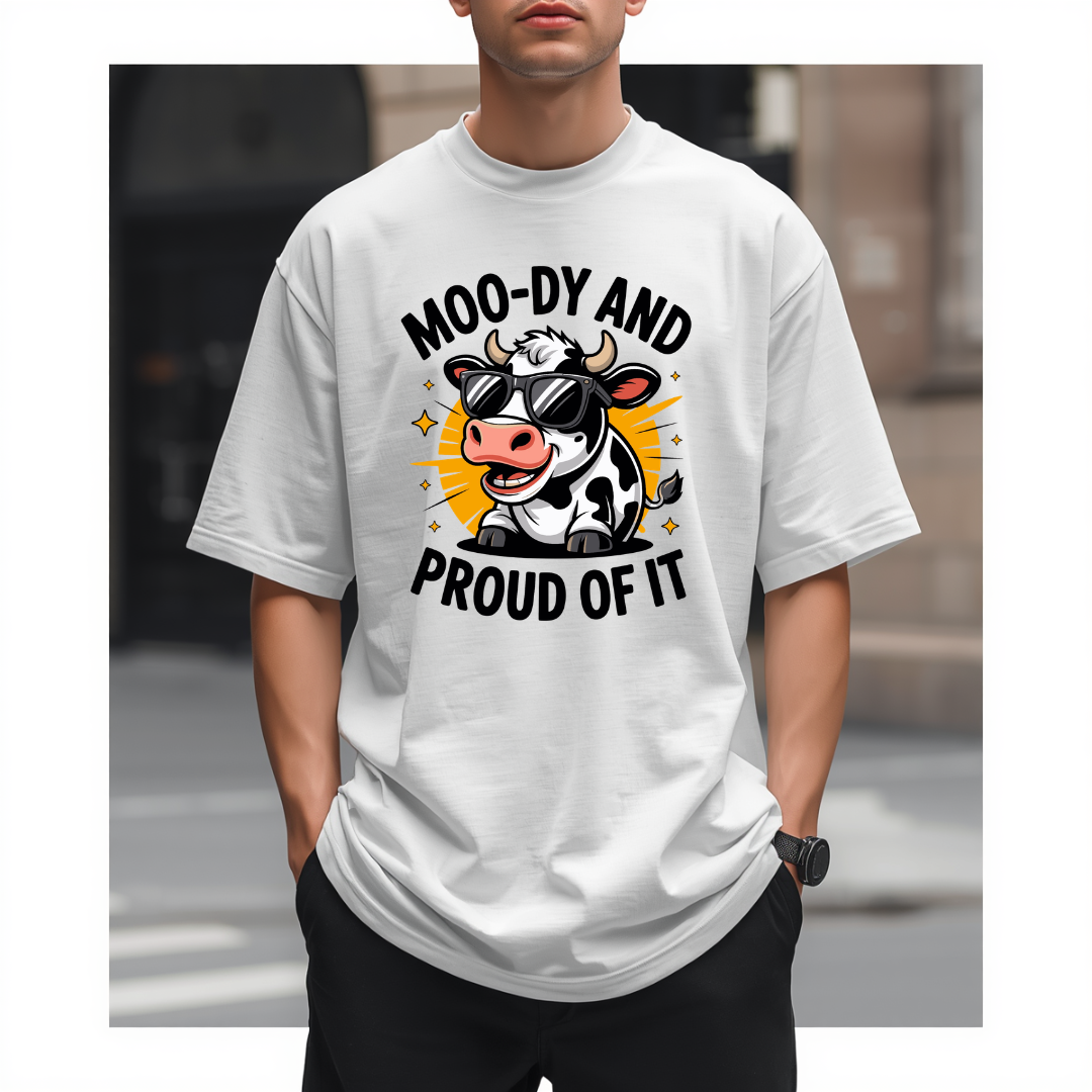 Moody Graphic Print White Color Unisex Oversized T-Shirt