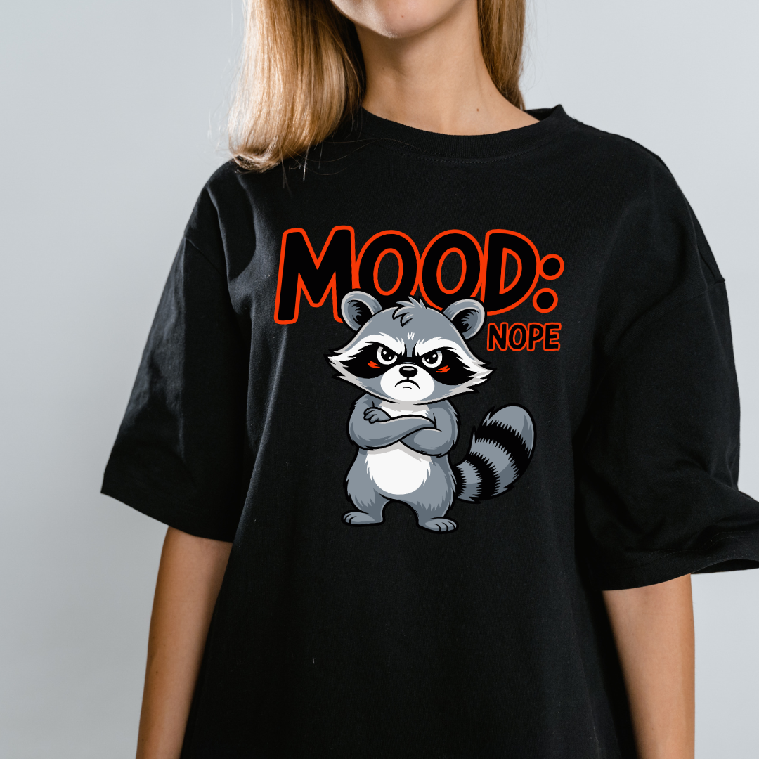 Not in Mood Black Color Unisex Oversized T-Shirt