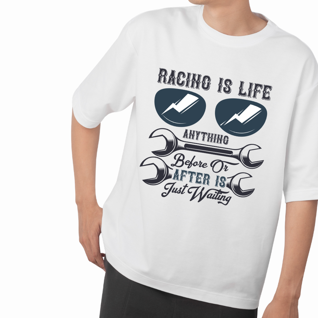 Racing Is Life Graphic Print Oversized T-Shirt