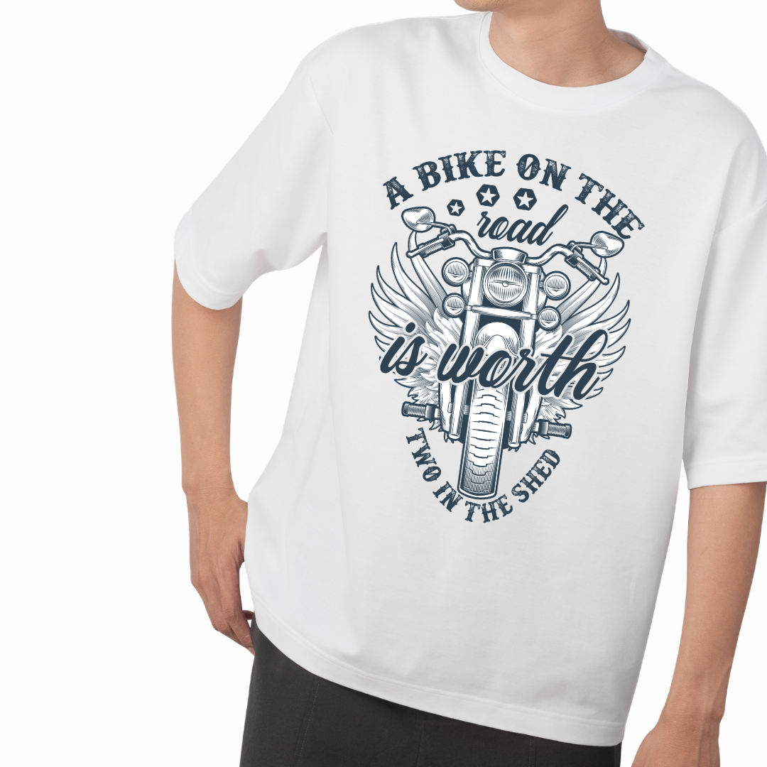 Biker On Road Graphic Print Oversized T-shirt