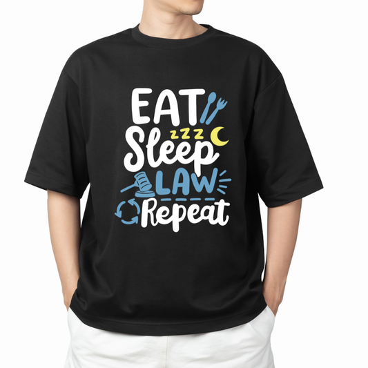 Eat Sleep Law Repeat Graphic Print Oversized T-Shirt