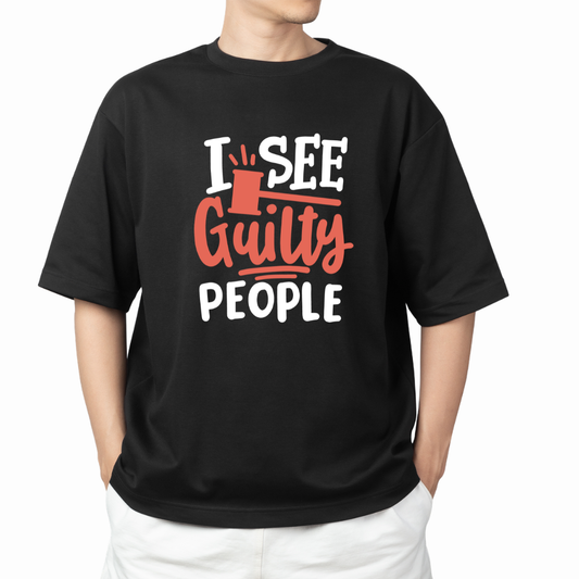 I See Guilty People Graphic Print Oversized T-Shirt