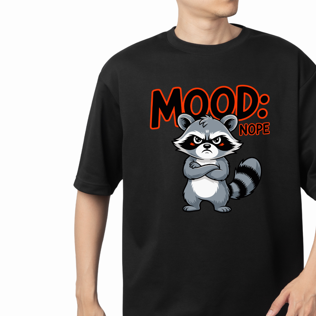 Not in Mood Black Color Unisex Oversized T-Shirt