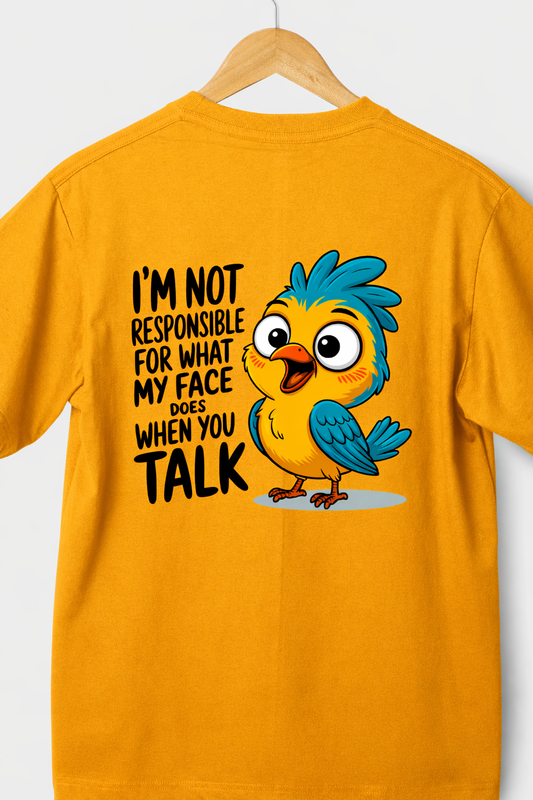 Disgusted Graphic Print Golden Yellow Color Unisex Oversized T-Shirt