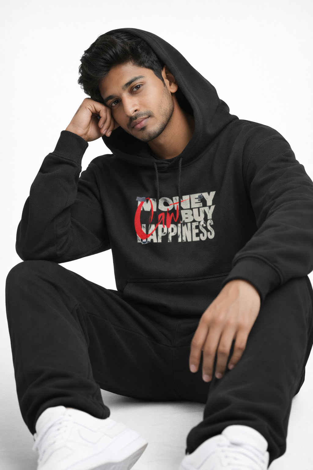 Money Can't Buy Happiness - Black Unisex Oversized Hoodie