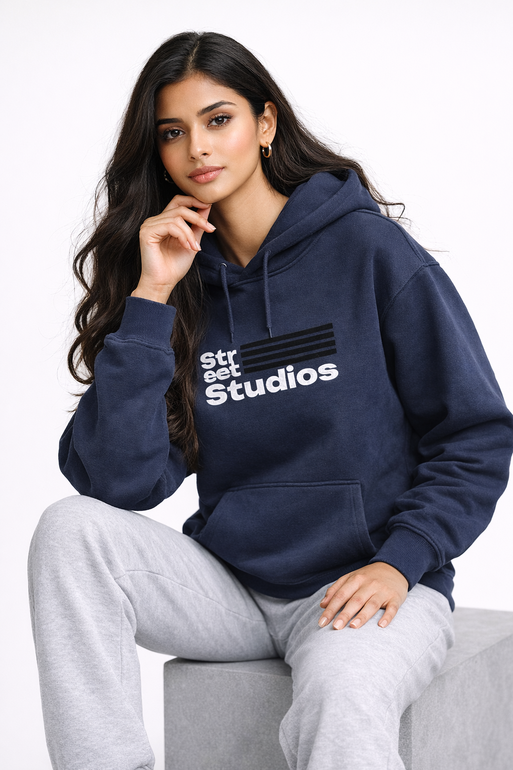 Street Studios - Navy Blue Unisex Oversized Hoodie