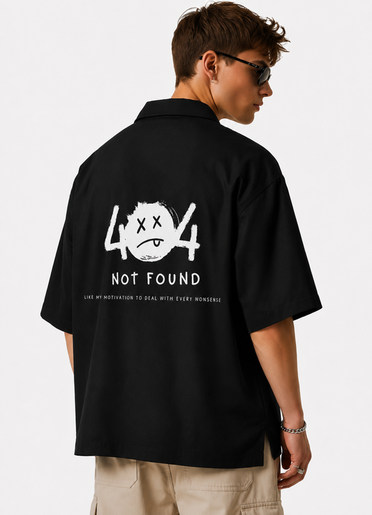 404 Error Found Graphic Back Print Black Unisex Oversized Shirt