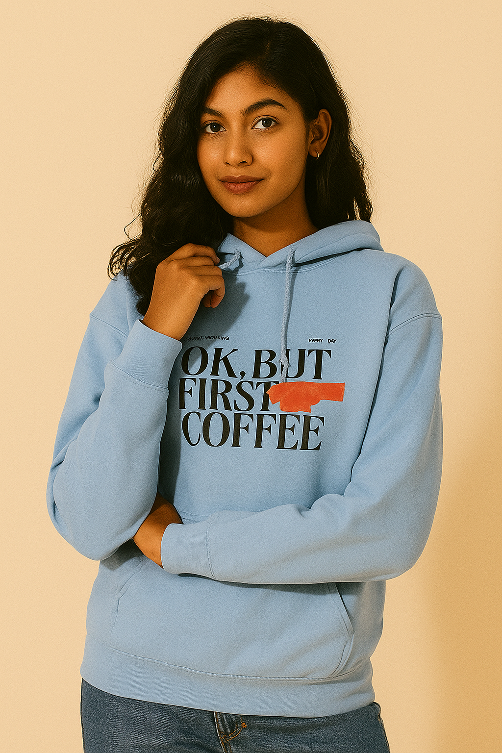 Unisex Regular Hoodie Back print - Coffee First