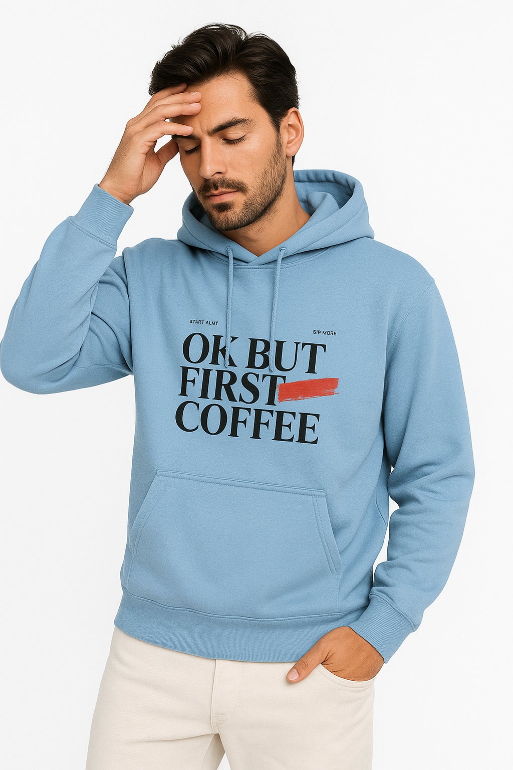 Unisex Regular Hoodie Back print - Coffee First