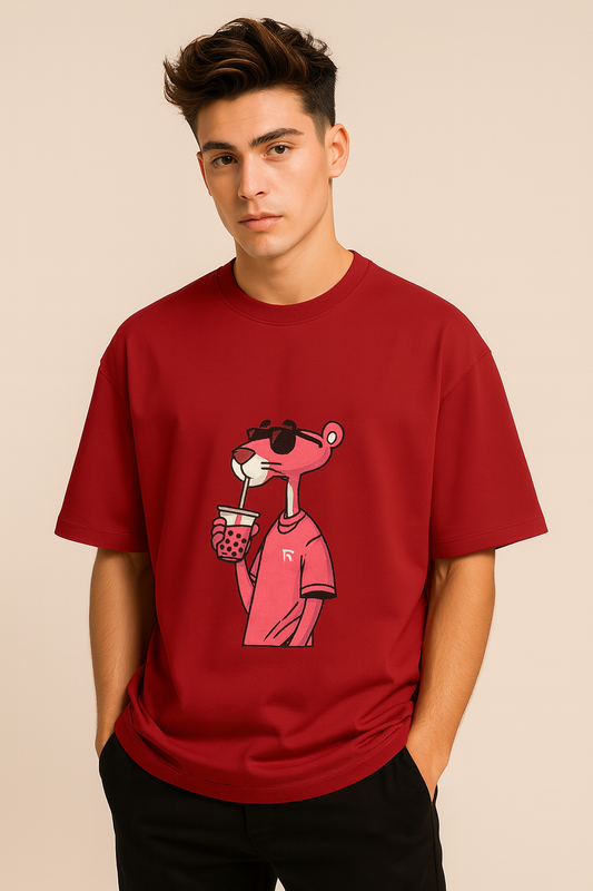 Terry Oversized Tee: Pink Panther