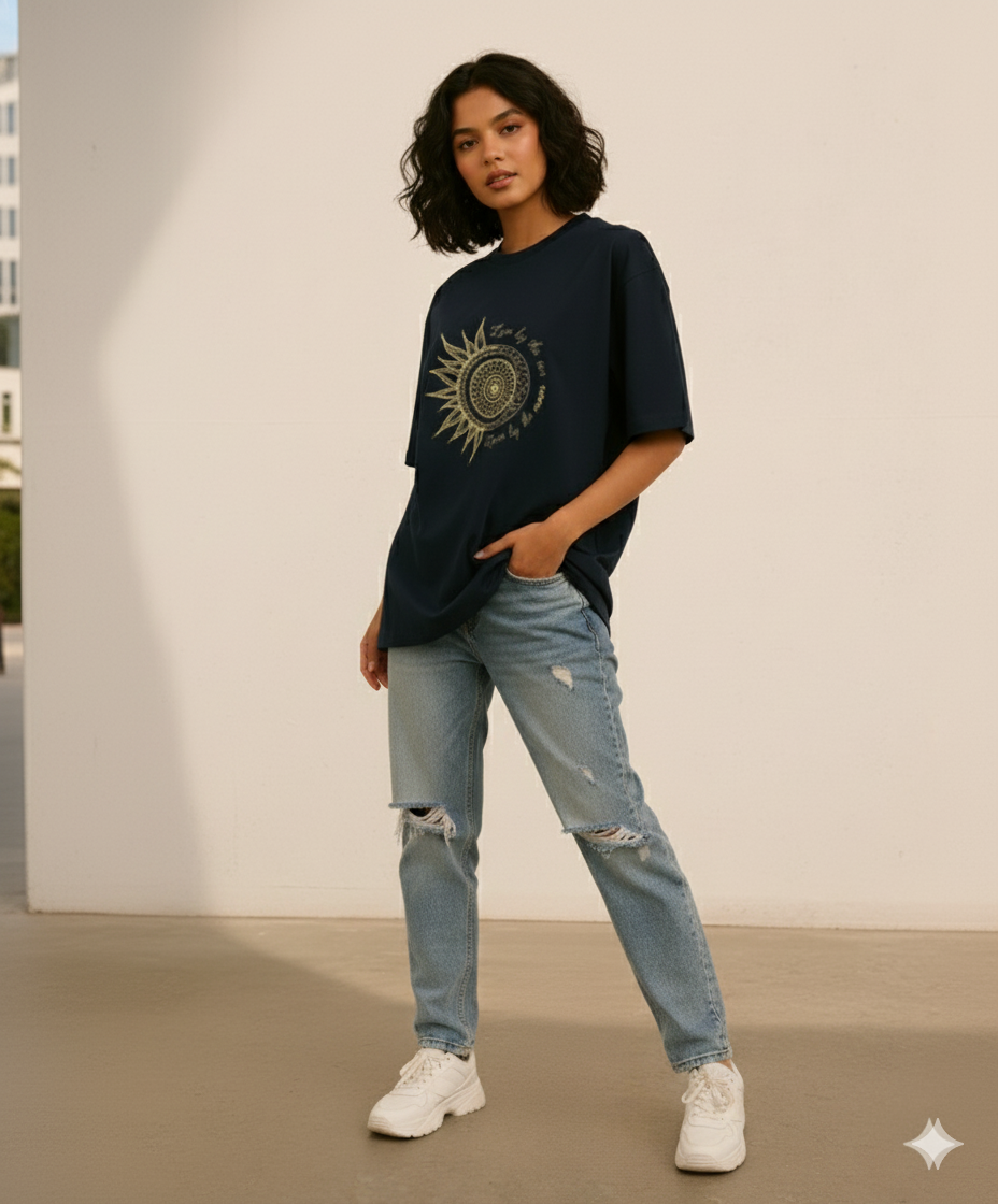 Sun and Moon - Unisex Oversized T-Shirt