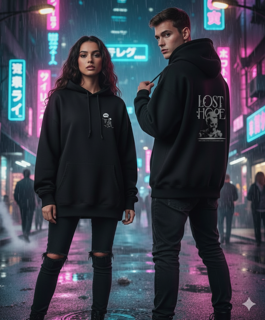 Lost Hope - Black Unisex Oversized Hoodie