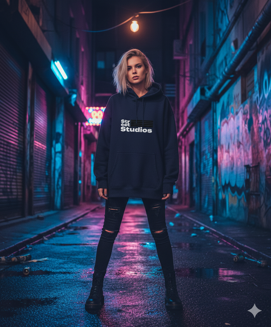 Street Studios - Navy Blue Unisex Oversized Hoodie