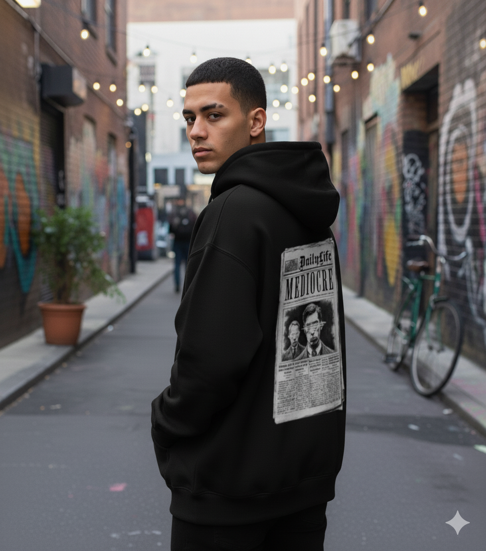 Mediocre - Black Unisex Oversized Hoodie