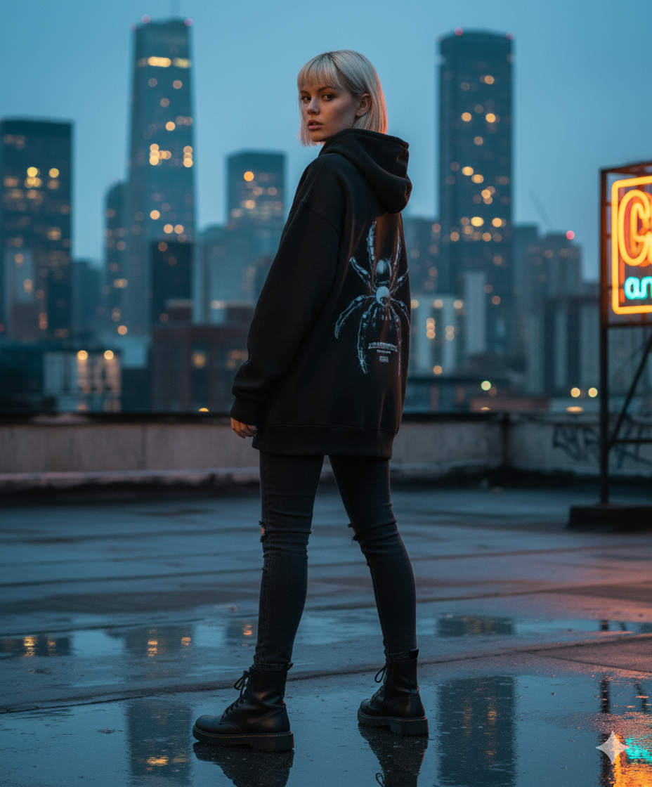 Spider - Black Unisex Oversized Hoodie