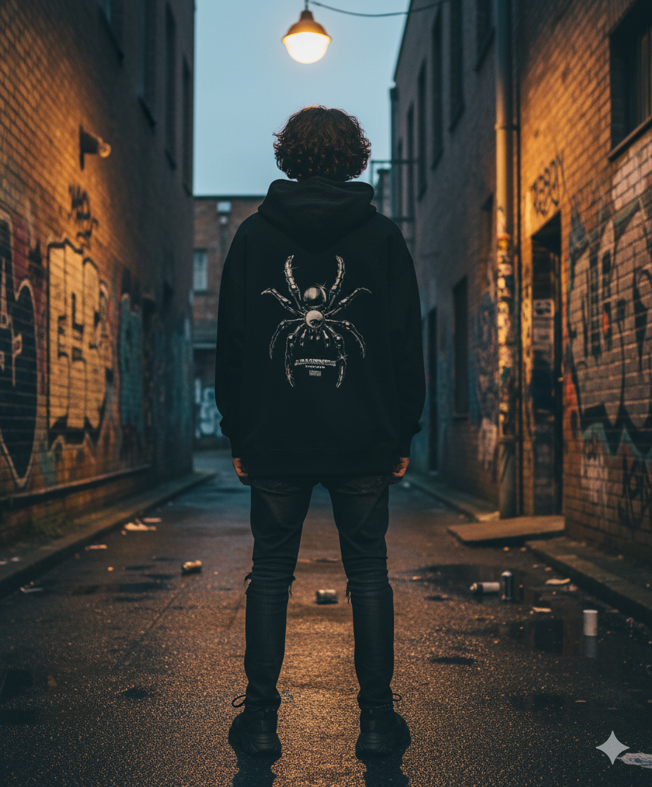 Spider - Black Unisex Oversized Hoodie