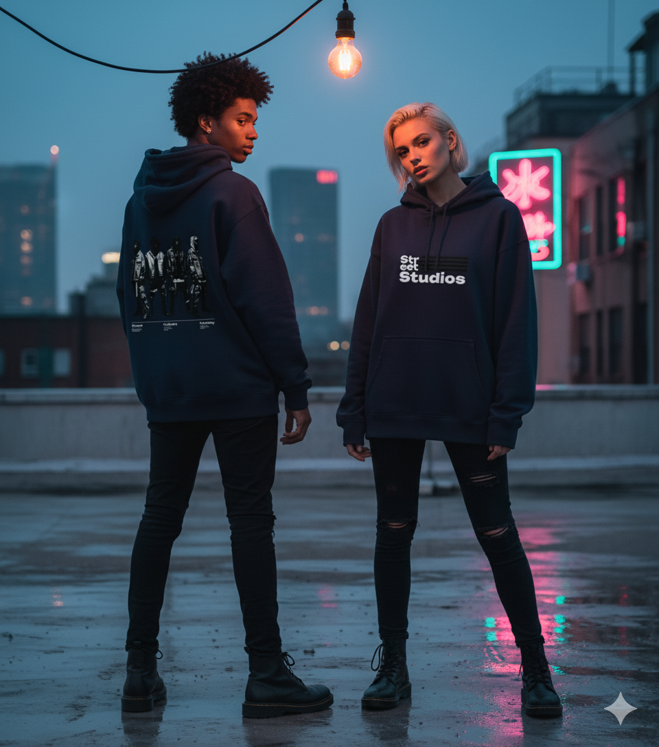 Street Studios - Navy Blue Unisex Oversized Hoodie