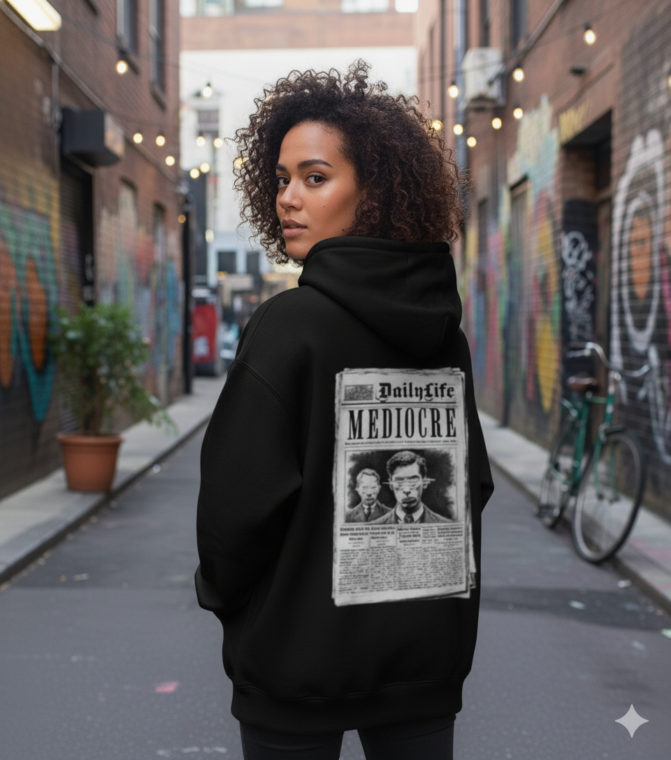 Mediocre - Black Unisex Oversized Hoodie