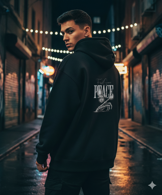 Peace - Black Unisex Oversized Hoodie
