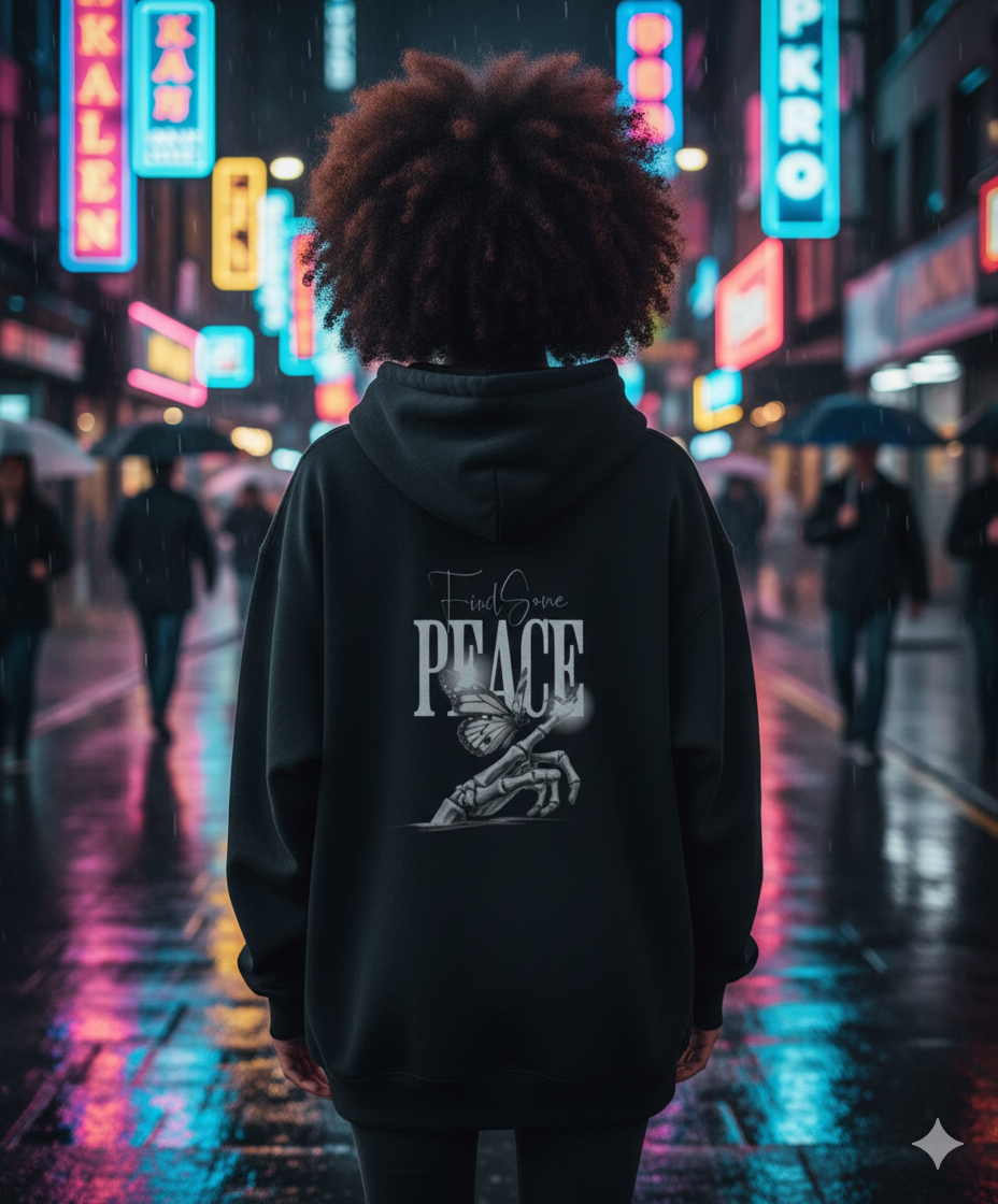 Peace - Black Unisex Oversized Hoodie