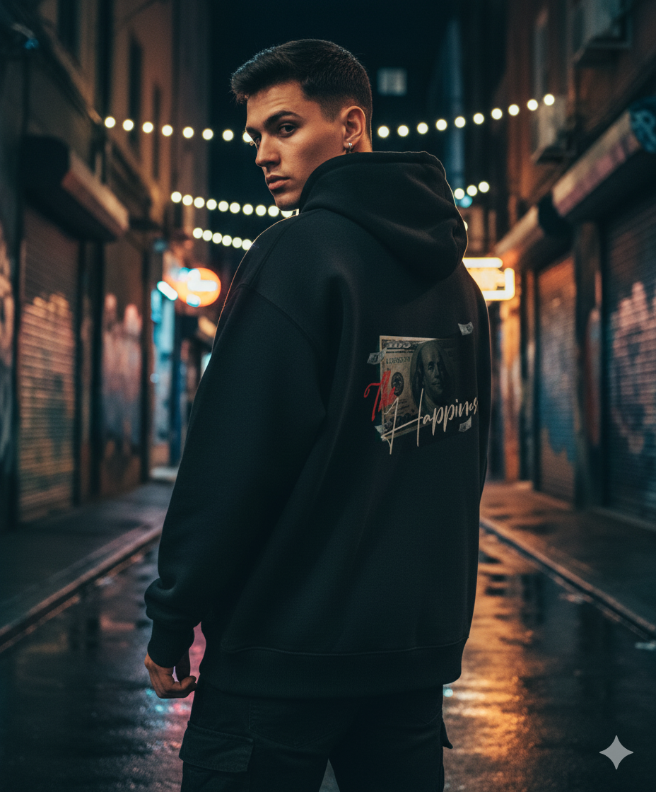 Money Can't Buy Happiness - Black Unisex Oversized Hoodie