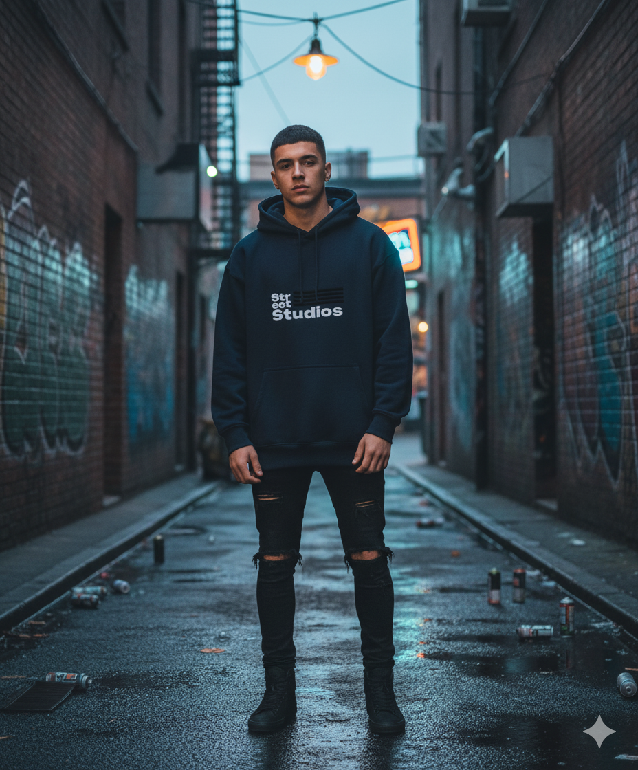 Street Studios - Navy Blue Unisex Oversized Hoodie