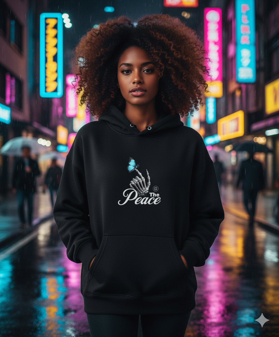 Peace - Black Unisex Oversized Hoodie