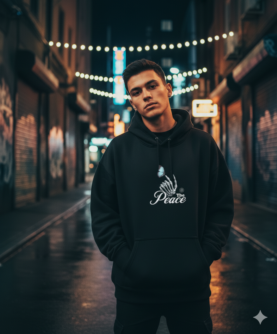 Peace - Black Unisex Oversized Hoodie