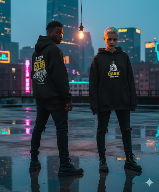 You need Vitamin (C) Cash - Black Unisex Oversized Hoodie