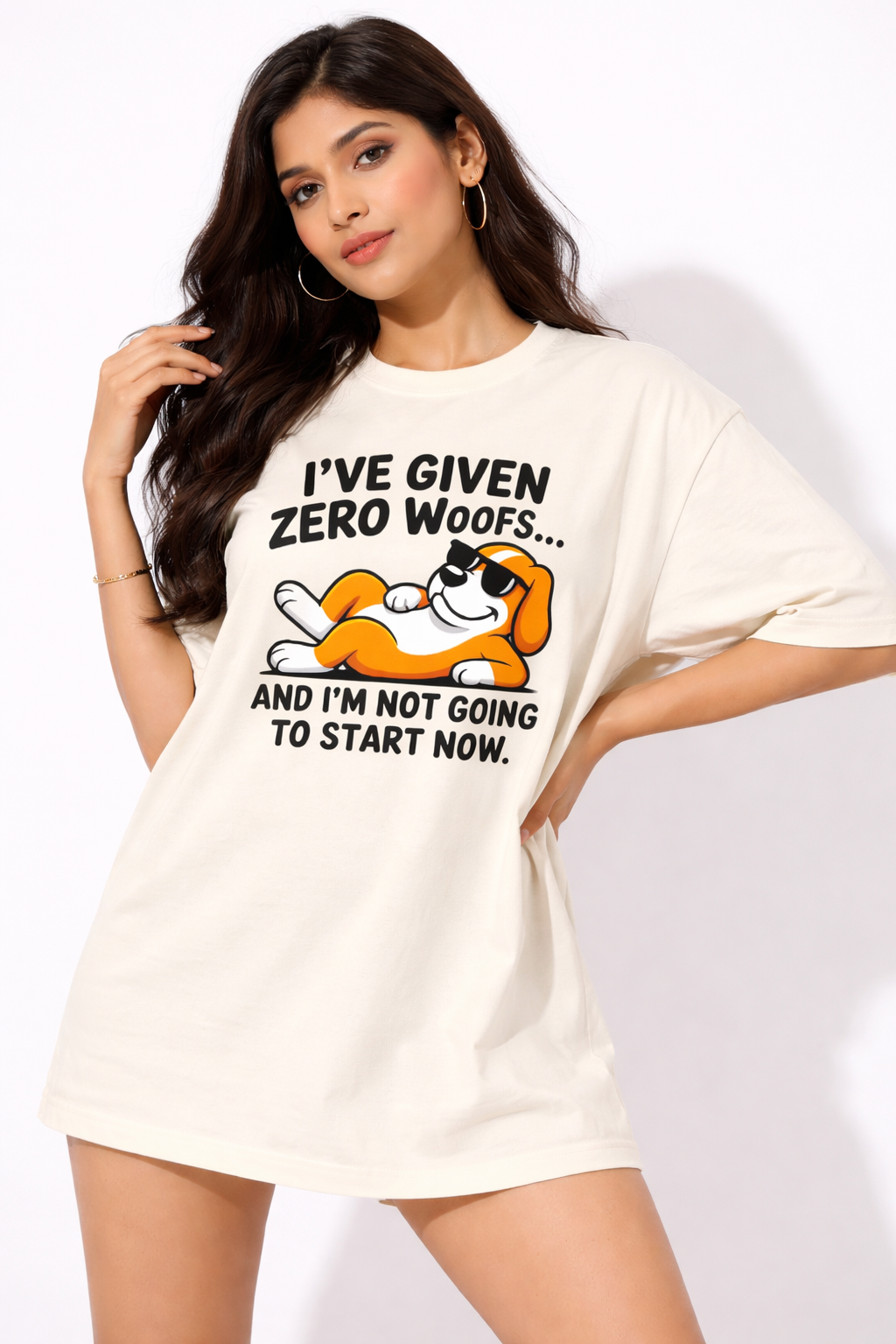 Savage Dog Off White Color Unisex Oversized T-Shirt