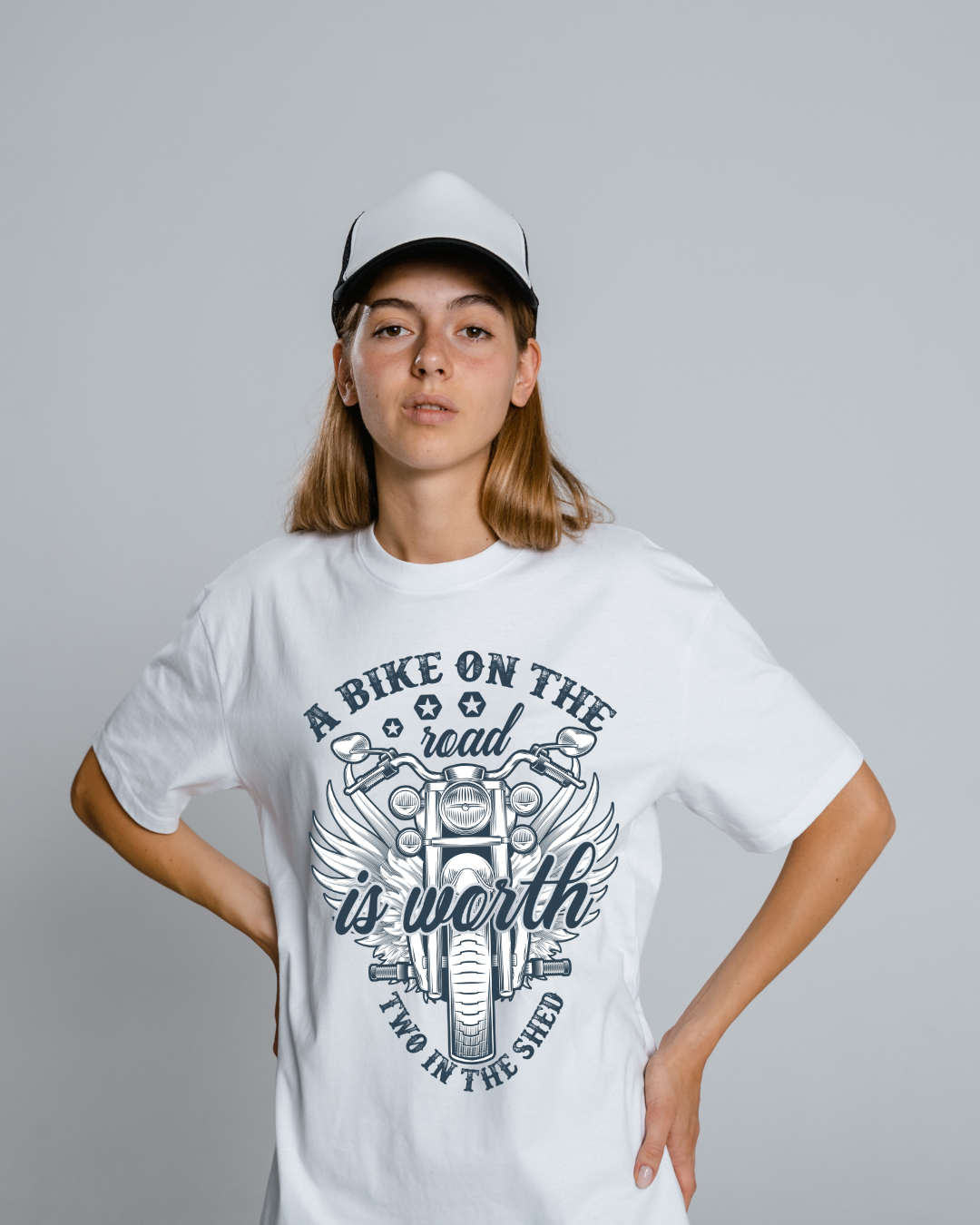 Biker On Road Graphic Print Oversized T-shirt