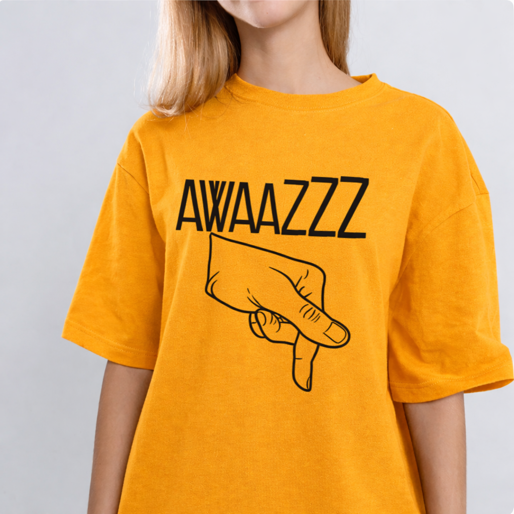 Awaaz Niche Graphic Print Yellow Unisex Oversized Classic T-Shirt