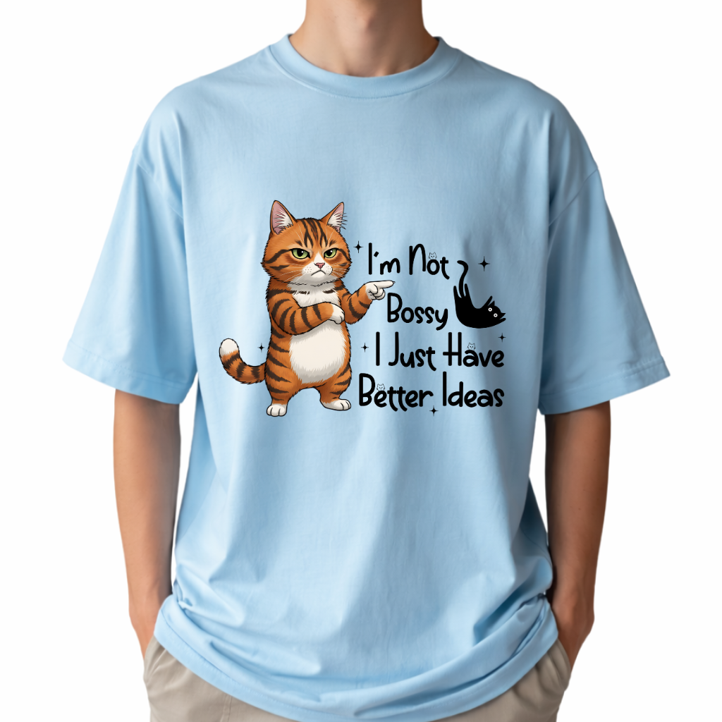 Bossy Cat Baby Blue Color Unisex Oversized T-Shirt
