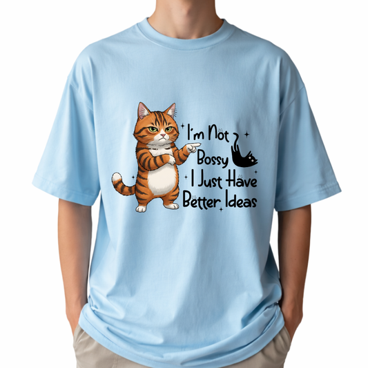 Bossy Cat Baby Blue Color Unisex Oversized T-Shirt