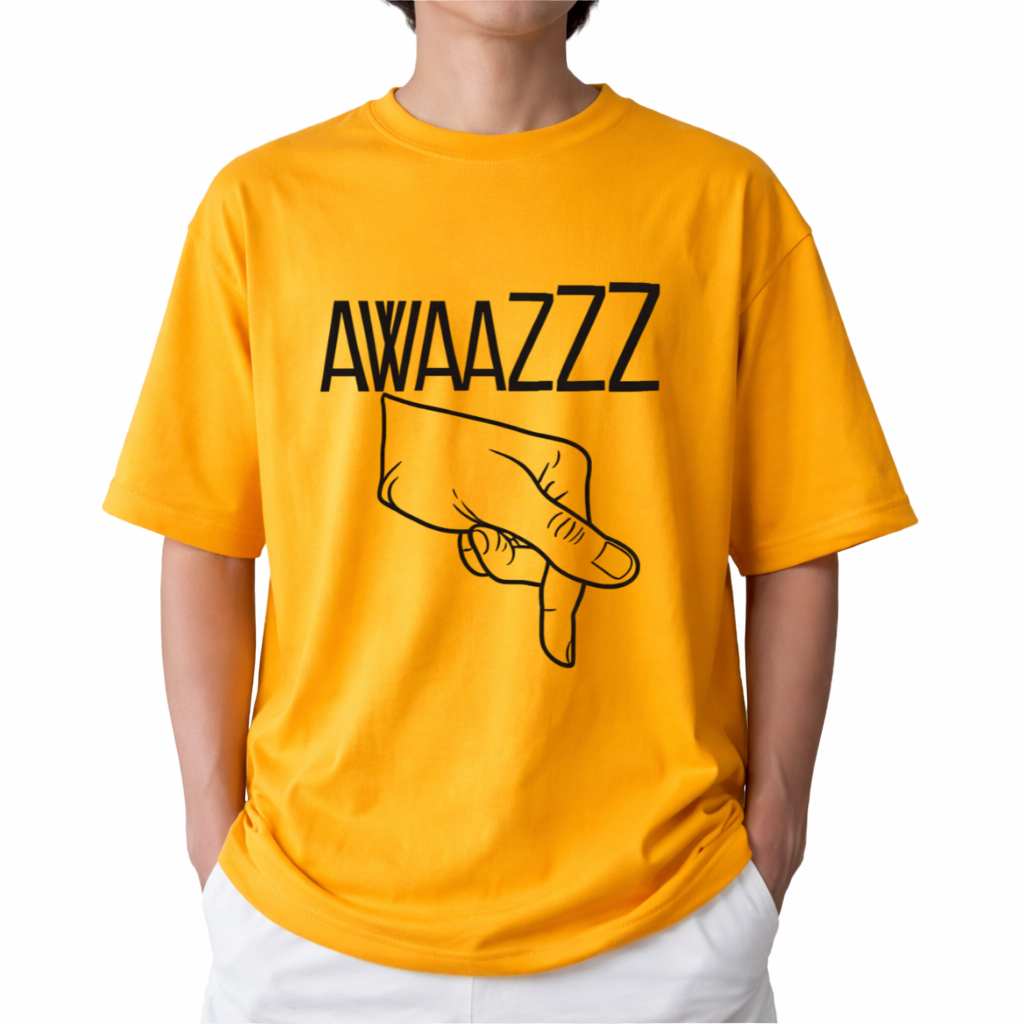 Awaaz Niche Graphic Print Yellow Unisex Oversized Classic T-Shirt
