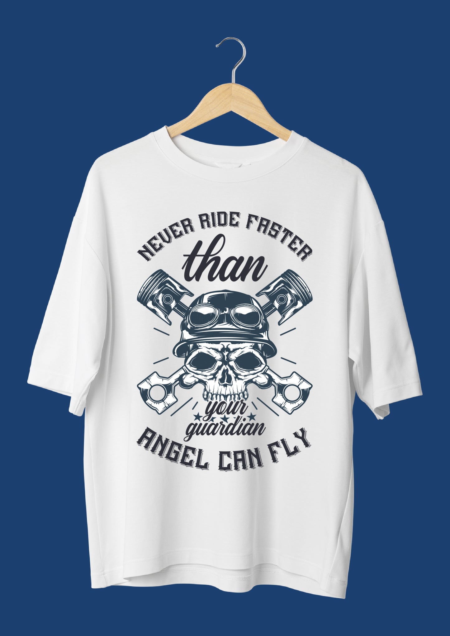 Angel Rider Graphic Print White Color Oversized T-shirt