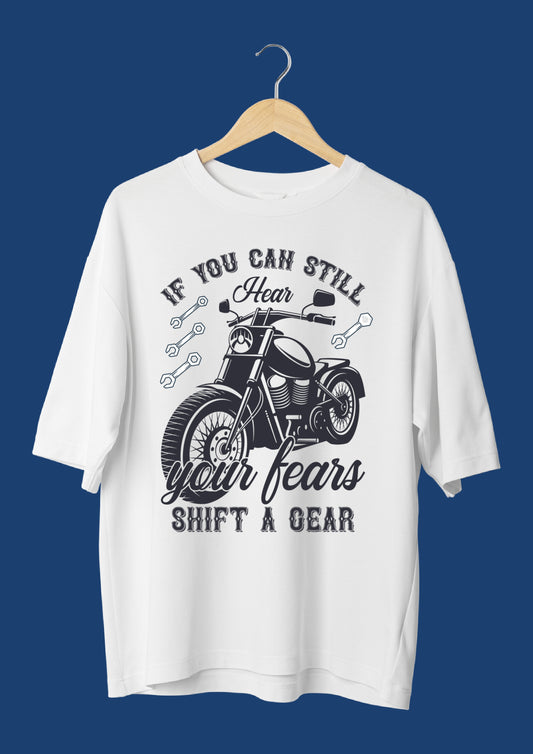 Fear Shift A Gear Graphic Print Oversized T-shirt