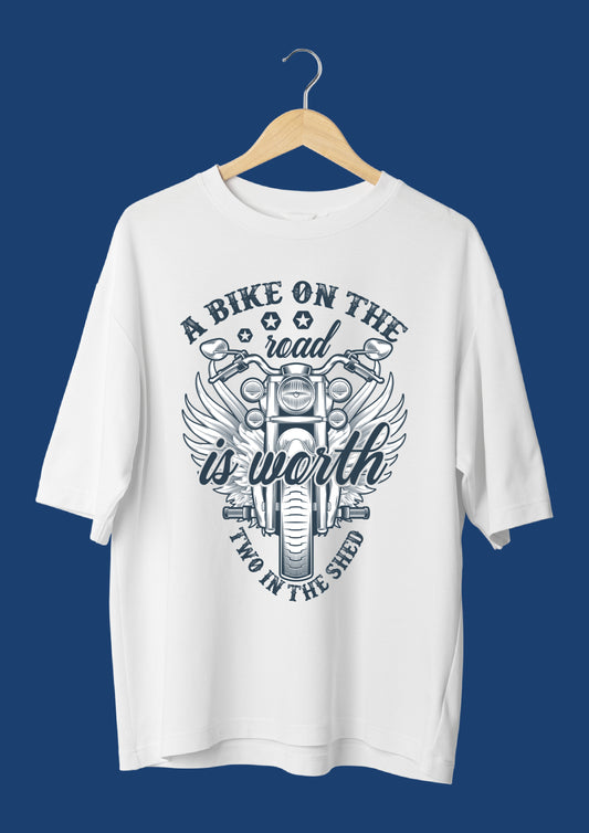 Biker On Road Graphic Print Oversized T-shirt