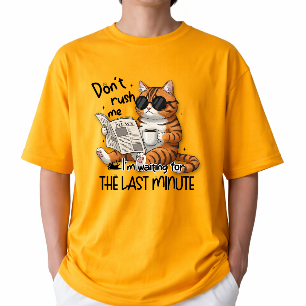 Patient Cat Golden Yellow Color Unisex Oversized T-Shirt