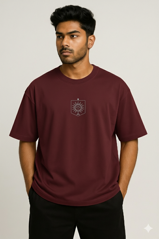 maroon graphic oversized t shirt unisex relaxed fit cotton dimixo