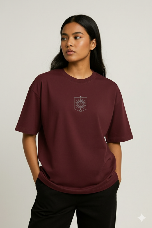 maroon graphic oversized t shirt unisex relaxed fit cotton dimixo
