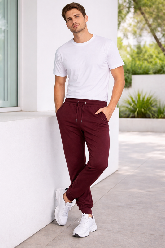 maroon joggers for men and women streetwear cotton dimixo