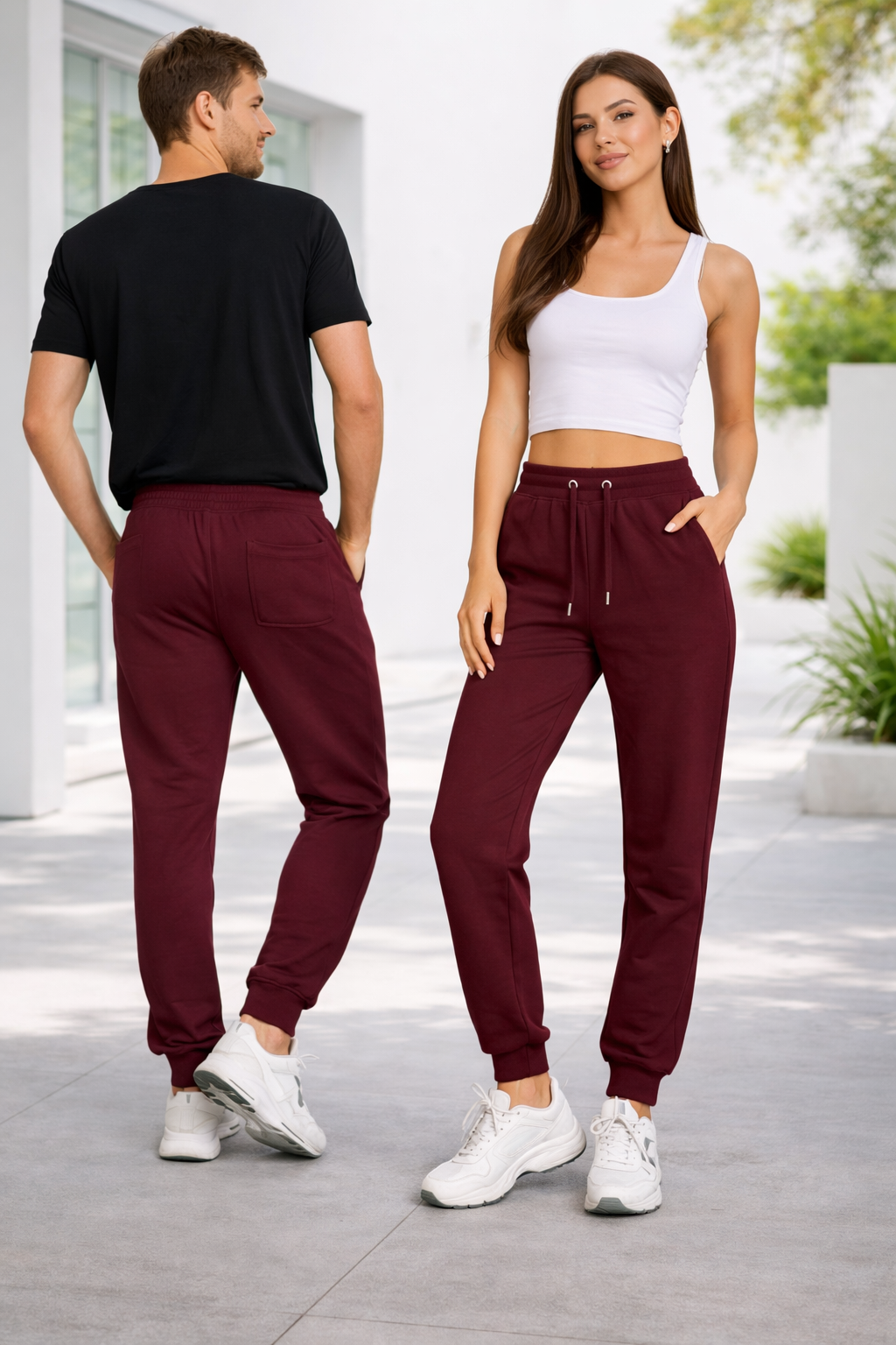 maroon joggers for men and women streetwear cotton dimixo
